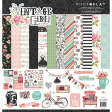 Набор бумаги VINTAGE GIRL, 12 листов +наклейки от Photo Play Paper