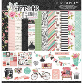 Набір паперу VINTAGE GIRL, 12 аркушів + наклейки від Photo Play Paper