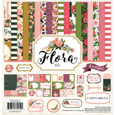 Набір паперу Flora, 12 аркушів + лист з наклейками від Carta Bella