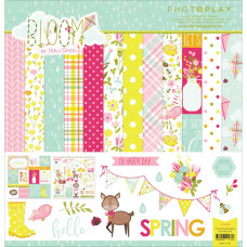 Набор бумаги Bloom, 12 листов + наклейки от Photo Play Paper