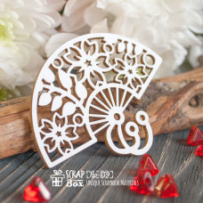 Чипборд веер с цветами 66*50 мм от Scrapbox