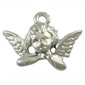 Металева підвіска "Ангелок", античне срібло 15х20 мм, 5 шт.