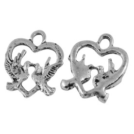 Металева підвіска "Голубки" 19х15 мм, 5 шт.