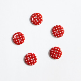 Пуговица "Красный горошек" 15 мм, 1 шт.