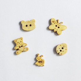 Набор фигурных деревянных пуговиц, 5 шт. 