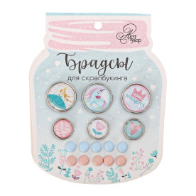 Набор брадсов для скрапбукинга, с картонным декором, Princess' dream, 8х10 см, АртУзор