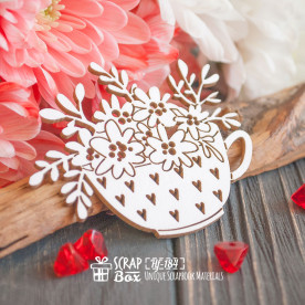 Чипборд Чашка в сердечках с цветами Hf-184 Scrapbox