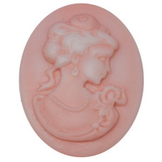 Кабошон-камея Lady's portrait, розовая, размер 21х27 мм.