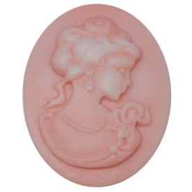 Кабошон-камея Lady's portrait, рожева, розмір 21х27 мм.