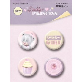Набор скрап-фишек для скрапбукинга 4шт Daddys Princess Scrapmir