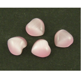 Набір сердечок з каменю Кошаче око, рожевий, 6 мм, 10 шт.