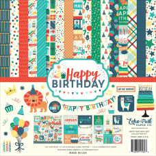 Набор скрапбумаги Happy Birthday Boy 30х30 12 листов + наклейки Echo Park