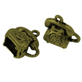 Металлическая подвеска "Телефон" 15х14х8 мм, 1 шт.