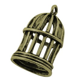 Об'ємна металева підвіска "Пташина клітка", бронза, 23х15х15 мм, 1 шт.