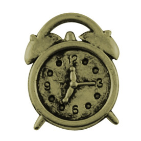 Металлическая подвеска "Будильник", античная бронза, 18х14 мм, 5 шт.