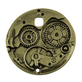 Металева підвіска "Годинниковий механізм", колір антична бронза, 38 мм, 1 шт.