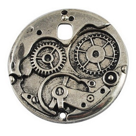 Металлическая подвеска "Часовой механизм", цвет античное серебро, 38 мм, 1 шт.