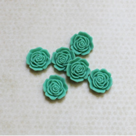 Кабошон Квітка 16 мм, бірюзовий