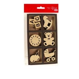 Набір міні-заготовок, Для найменших, мдф, 10,2х17х4х2,4 см, 18шт, Rosa Talent