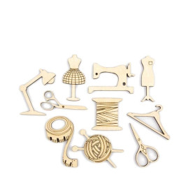 Набір міні-заготовок, Шиття, фанера, 10шт, Rosa Talent