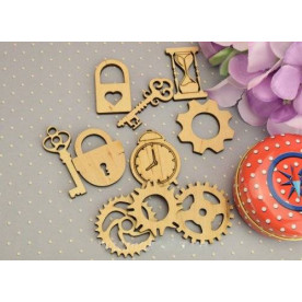 Набор мини-заготовок, Механизмы, фанера, 10шт, Rosa Talent