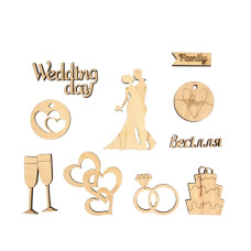 Набор мини-заготовок Wedding, фанера, 10шт, Rosa Talent
