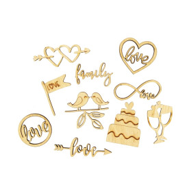 Набор мини-заготовок Wedding 1, фанера, 10шт, Rosa Talent