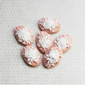 Кабошон Овальна квітка, розмір 18х25 мм, рожевий