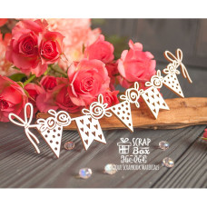 Чіпборд гірлянда з прапорців з трояндами Hw-064 Scrapbox