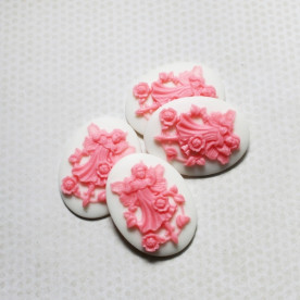 Прикраса Silhouette - Fairy, 30х40 мм, біло-рожевий