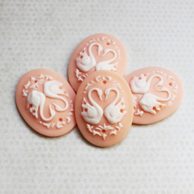 Украшение Silhouette - Swans, 30х40 мм, розовый с белым