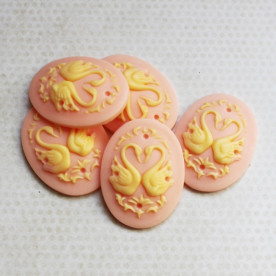 Украшение Silhouette - Swans, 30х40 мм, розовый с кремовым