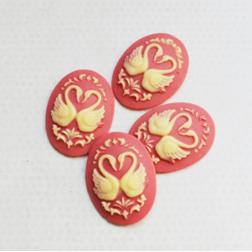 Украшение Silhouette - Swans, 30х40 мм, красный