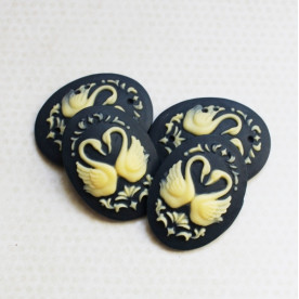 Украшение Silhouette - Swans, 30х40 мм, темно-синий