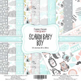 Набір скраппаперу Scandi Baby Boy, 20x20см, Фабрика Декору