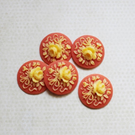 Кабошон Квітка кругла, 30 мм, рожевий