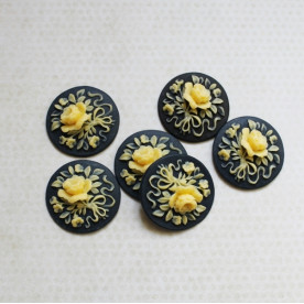 Кабошон Квітка кругла, 30 мм, темно-синій