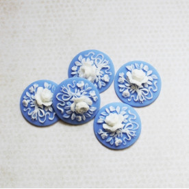 Кабошон Цветок круглый, 30 мм, голубой