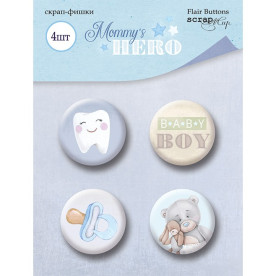Набор скрап-фишек для скрапбукинга 4шт Scrapmir Mommy's Hero