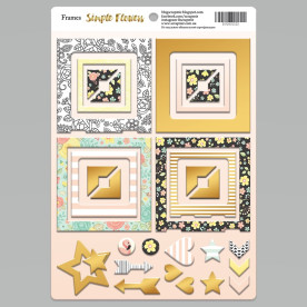 Рамки из Чипборд с фольгированием (золото) 30шт Simple Flowers Scrapmir 