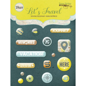 Набор эпоксидных наклеек 16шт Let's Travel (eng.) Scrapmir