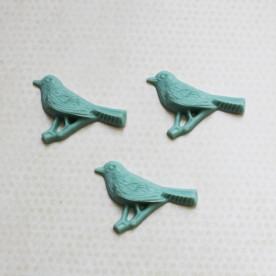 Кабошон Птичка на веточке, 44х28 мм, бирюзовый