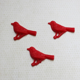 Кабошон Птичка на веточке, 44х28 мм, красный