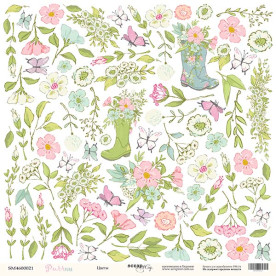 Лист односторонней бумаги для вырезания 30x30 Scrapmir Цветы Pur Pur