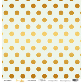 Аркуш паперу з золотим тисненням 30x30 Golden Dots Mint Scrapmir
