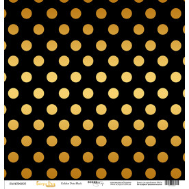 Лист бумаги с золотым тиснением 30x30 Golden Dots Black Scrapmir
