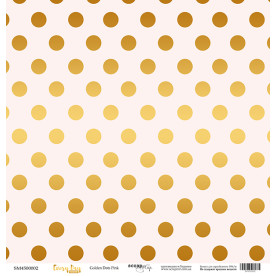 Аркуш паперу з золотим тисненням 30x30 Golden Dots Pink Scrapmir