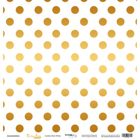 Аркуш паперу з золотим тисненням 30x30 Golden Dots White Scrapmir