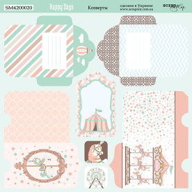 Аркуш двостороннього паперу 20х20см Конверти Happy Days Scrapmir