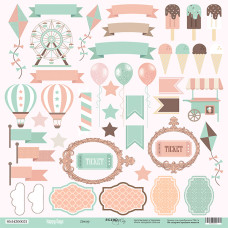 Лист односторонней бумаги для вырезания 30x30  Scrapmir Декор Happy Days
